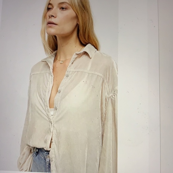 Free People La Luna Crushed Velvet Blouse XS - Picture 4 of 13